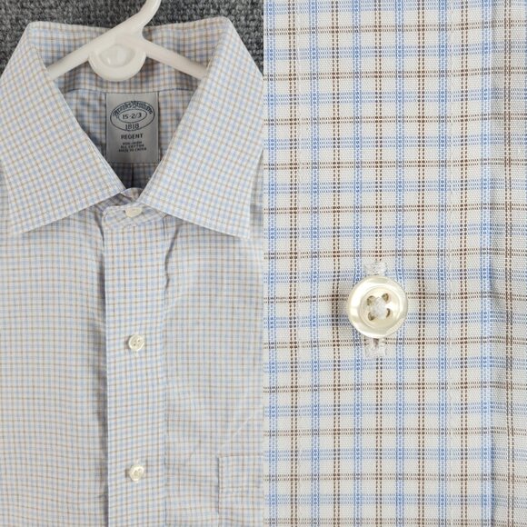 Brooks Brothers Non-Iron 15 2/3 Blue Check Cotton Regent Men Shirt Long Sleeve - Picture 1 of 16